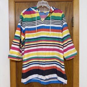 Westbound Multi Stripe 3/4 Sleeve Hooded Pullover